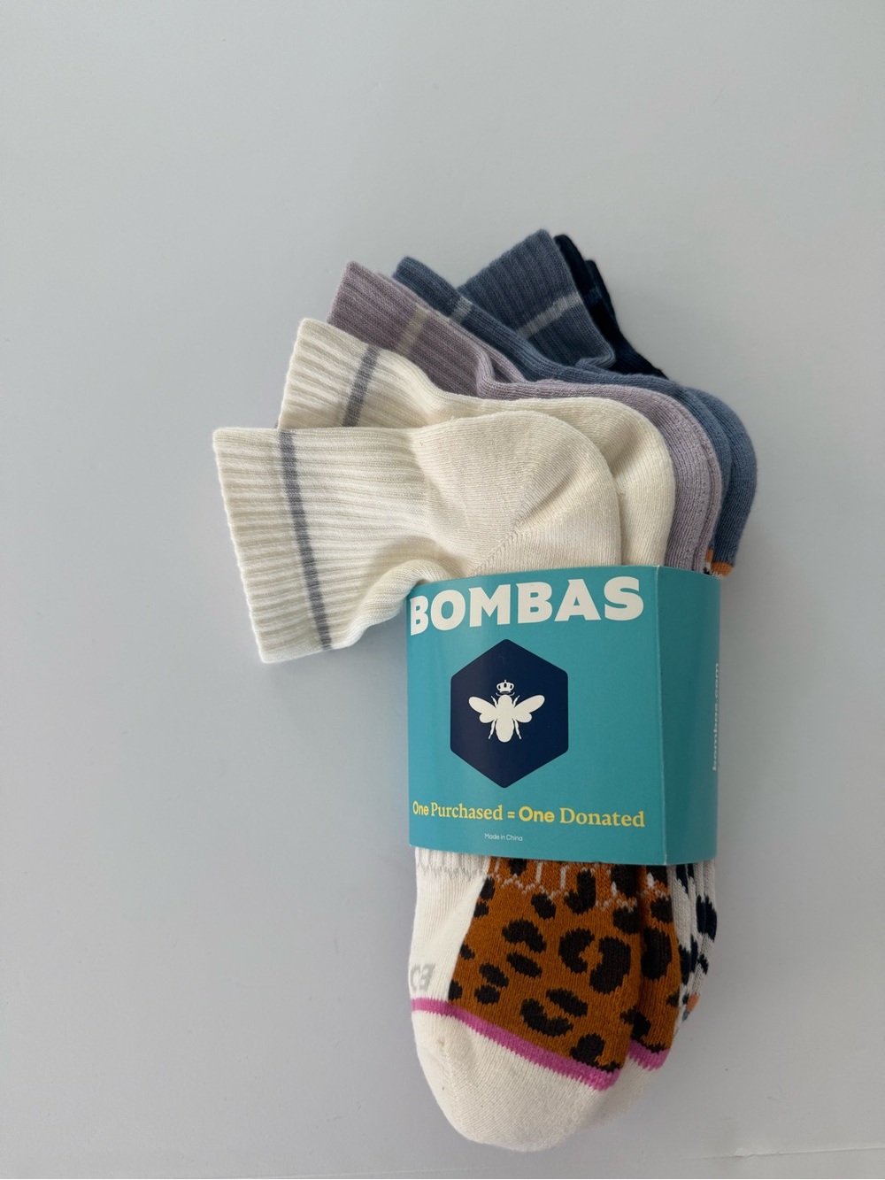 Bombas 4- pack  quarter socks animal print